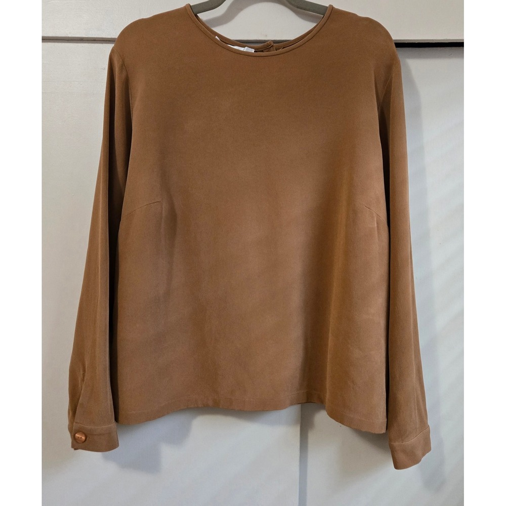 Vintage Classic Barrie Pace Women's 18W Honey Silk Long Sleeve Crew Neck Blouse